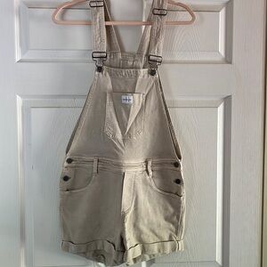 Y2K Calvin Klein Overall Shorts Women's Size XS Khaki Shortalls Carpenter